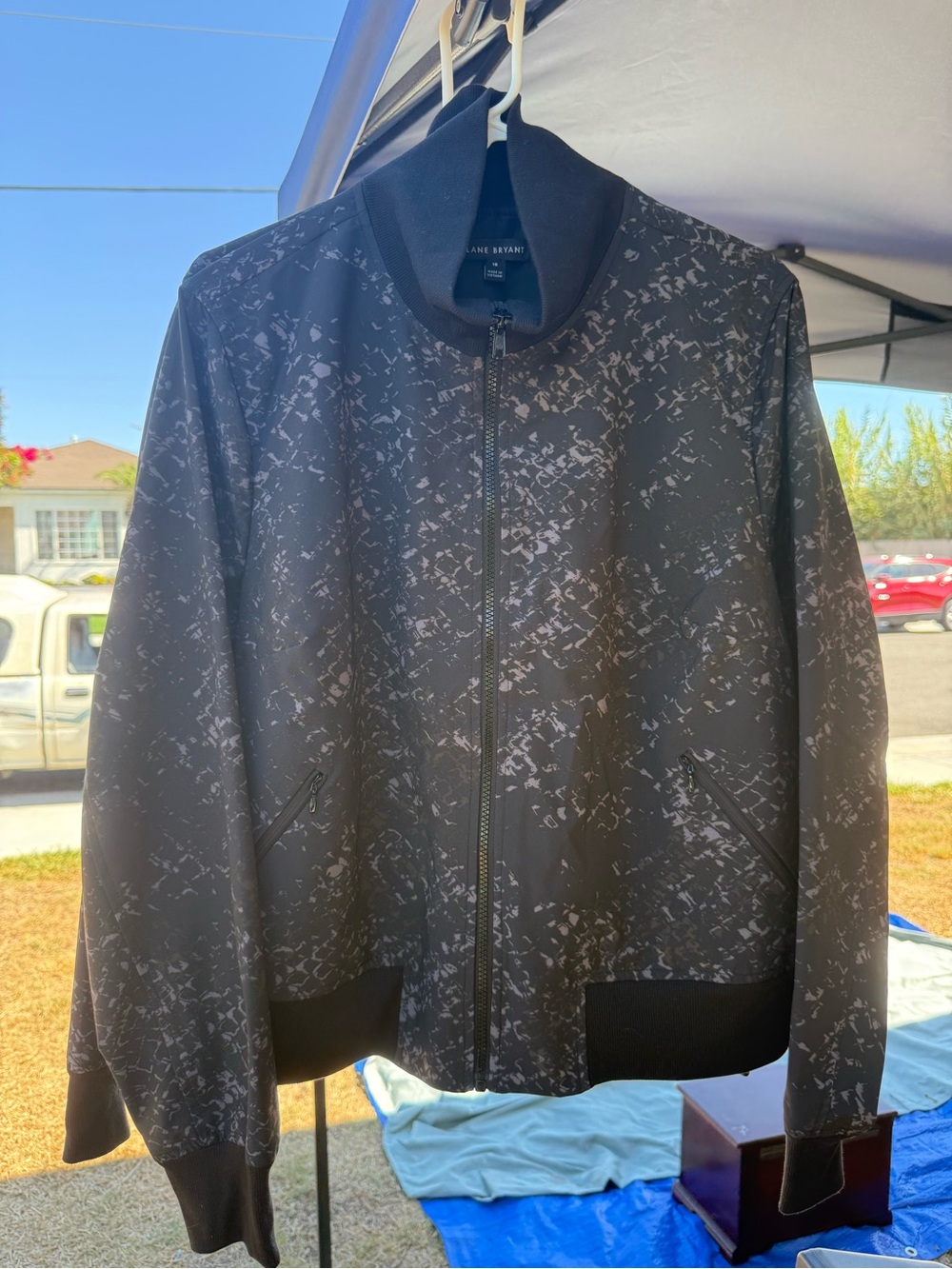 Lane Bryant Black Speckled Bomber Jacket